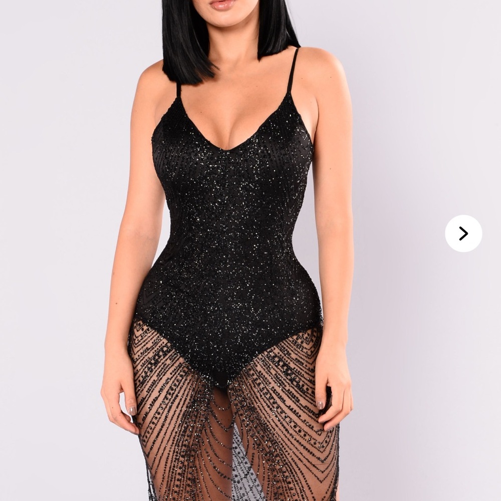 Black Glitter Sheer Dress